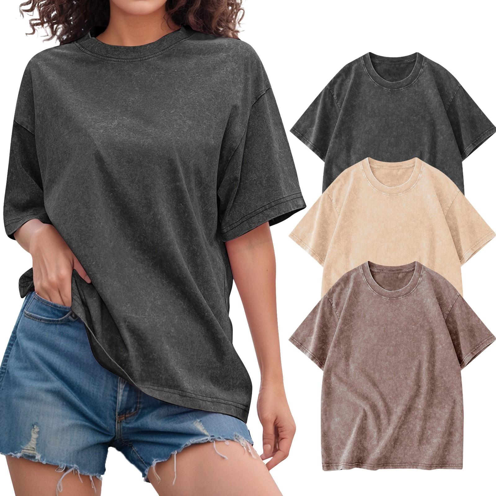 

3 шт. Унісекс футболка Повсякденна Вільна Однотонна Круглий Виріз Пуловер Футболка з Коротким Рукавом Топ S