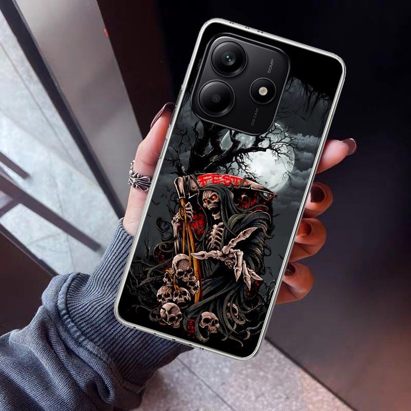 Death Grim Reaper Skull Scythe Phone Case For Xiaomi Redmi Note 10 11 12 13 14 15 Pro Plus 11S 12S 14S 11T 11E 10S Soft TPU Back