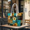 Sunflower Print Tote Bag Casual Large Capacity Fashion Outdoor Daily Shoulder Handbag for Women