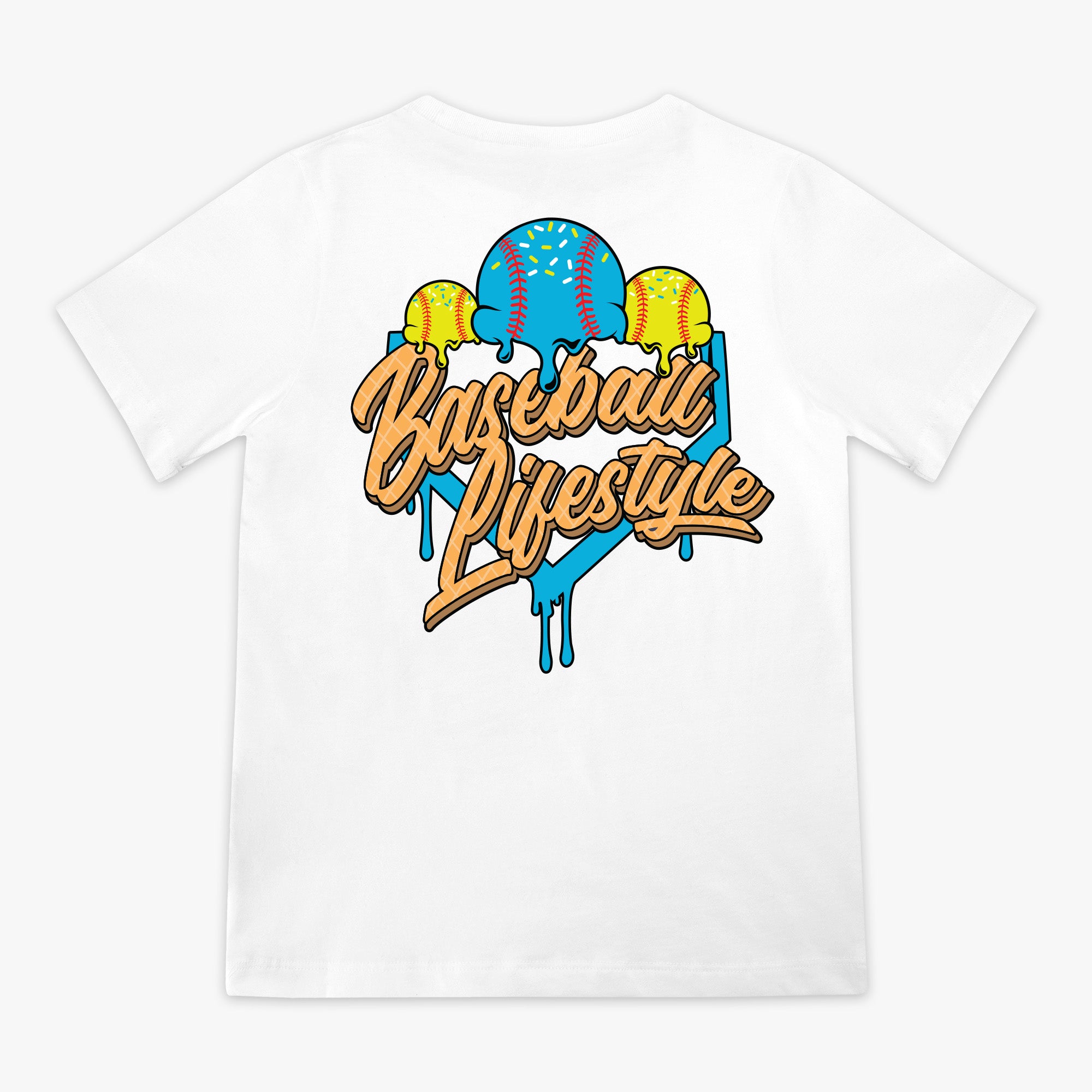 

2026 Summer Latest Baseball 101 Lifestyle Youth Adult Cartoon Multiple Ice Cream Prints Breathable Parentchild Cotton Tshirt 4XL