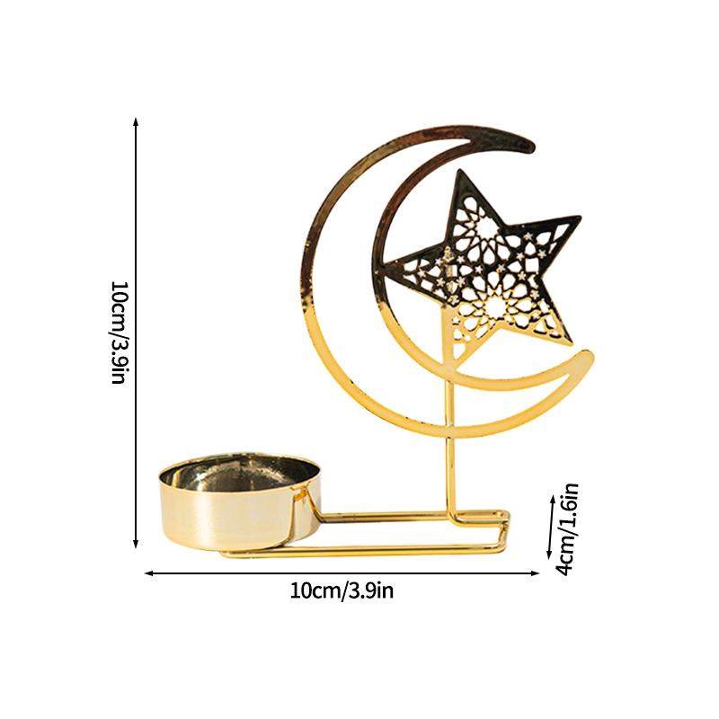 Ramadan Candlestick Home Decor Eid Mubarak Candle Holder Table Ornament Muslim Festival Party Crescent Moon Star Decor