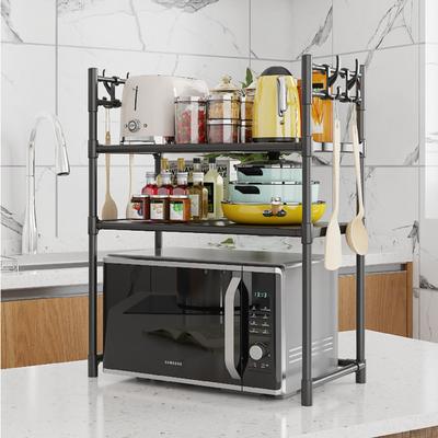 Microwave Oven Storage Rack Kitchen Countertop Seasoning Storage Shelves Multi-storey Metal Modern Simplicity Organizing Racks