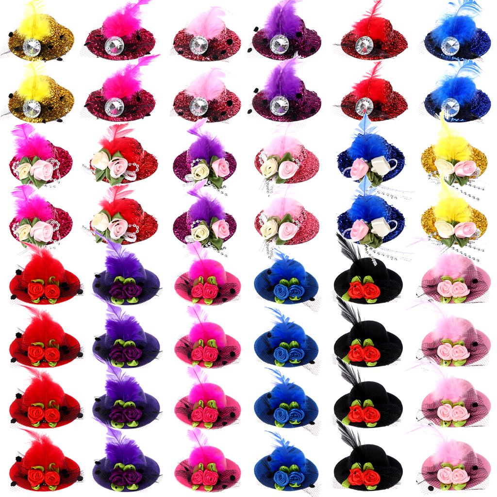 48 Stück Mini Hut Haarspange Mini Zylinder Fascinator Dekorativ