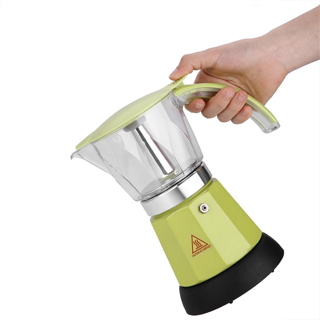300ml/6 Cups 480W Electric Moka Pot Detachable Kitchen Stovetop Coffee Maker Green