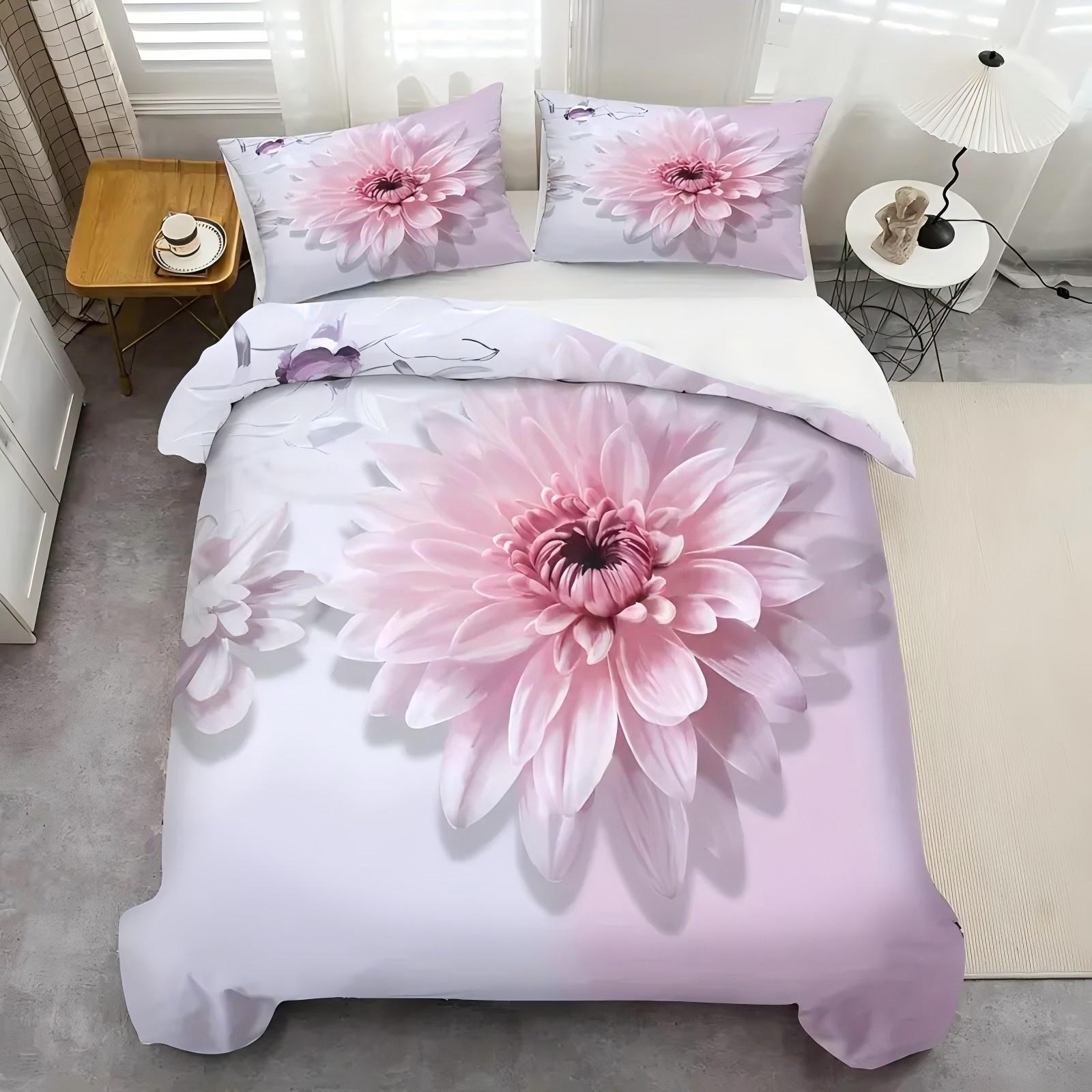 

Розово-фиолетовый цветок лилии 3D печатный пододеяльник Красивые лепестки Постельное покрытие Наволочка Роскошный домашний текстиль Цветочный пододеяльник 135x200cm 2pcs