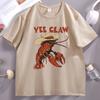 Lobster Cowboy TShirt Trendy Yee Claw Tee Funny Lobster Tshirt Western Beach Top Unisex Women Funny Printed Tshirts Tops