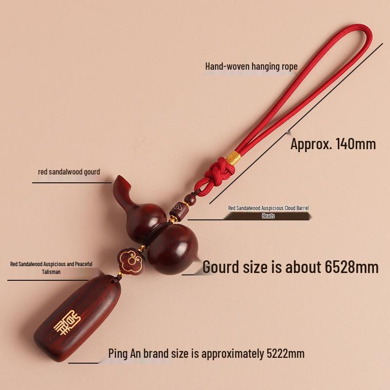 Rosewood Gourd Rearview Mirror Pendant - Chinese Style Car Accessory