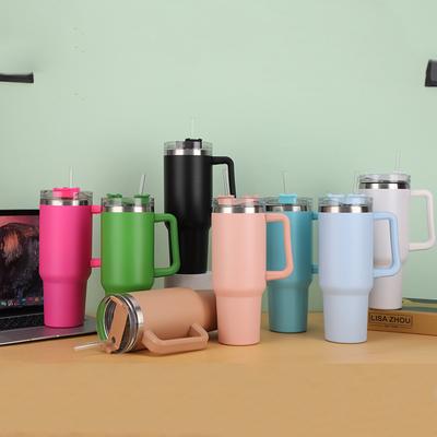 40 Oz Reusable Vacuum Insulated Cup with Handle and Straw Lid, Which Can Keep Hot and Cold Drinks Warm for Several Hours