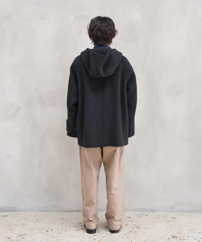 HORLISUN Longgrove Wool Hood Half Coat Melange Black