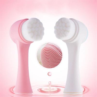 Double-Sided Facial Cleansing Brush with Soft Bristles and Silicone Massage for Gentle Skin Care and Pore Cleansing
