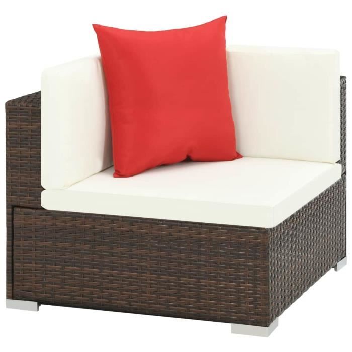 VidaXL Salon de jardin 7 pcs avec coussins Résine tressée Marron