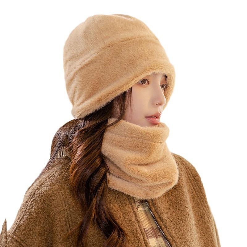 Women's plush thread warm hat autumn and winter wind-proof scarf cover ski knitted cotton hat cycling sports hat