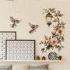 Colorful Flower Pendant Lamp Bird Wall Sticker for Bedroom Living Room Entrance Home Background Decor Self-adhesive Wall Art