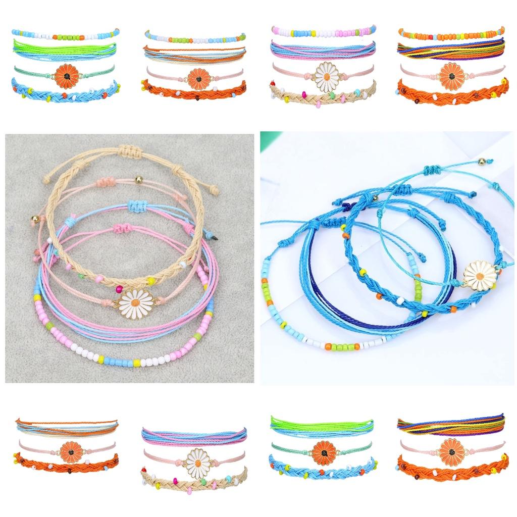 Bracelet Friendship Daisy Hand Made Anklet Flower Pendant Girls Gifts Kids Decor
