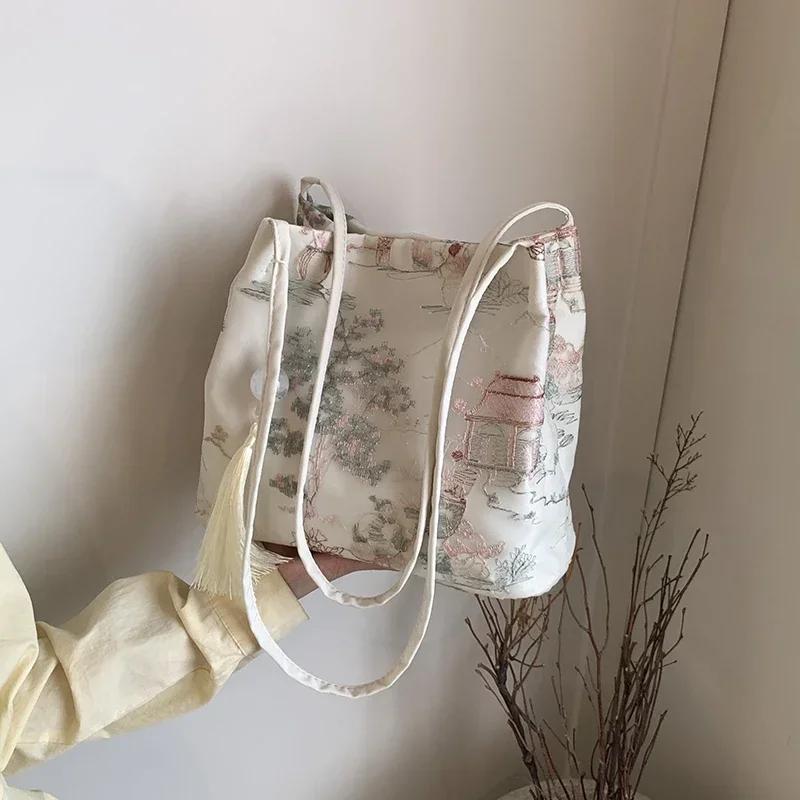 

Уникальная женская сумка через плечо в китайском стиле в стиле ретро с диагональю, шелковая жаккардовая минималистичная элегантная сумка через плечо, новые модели