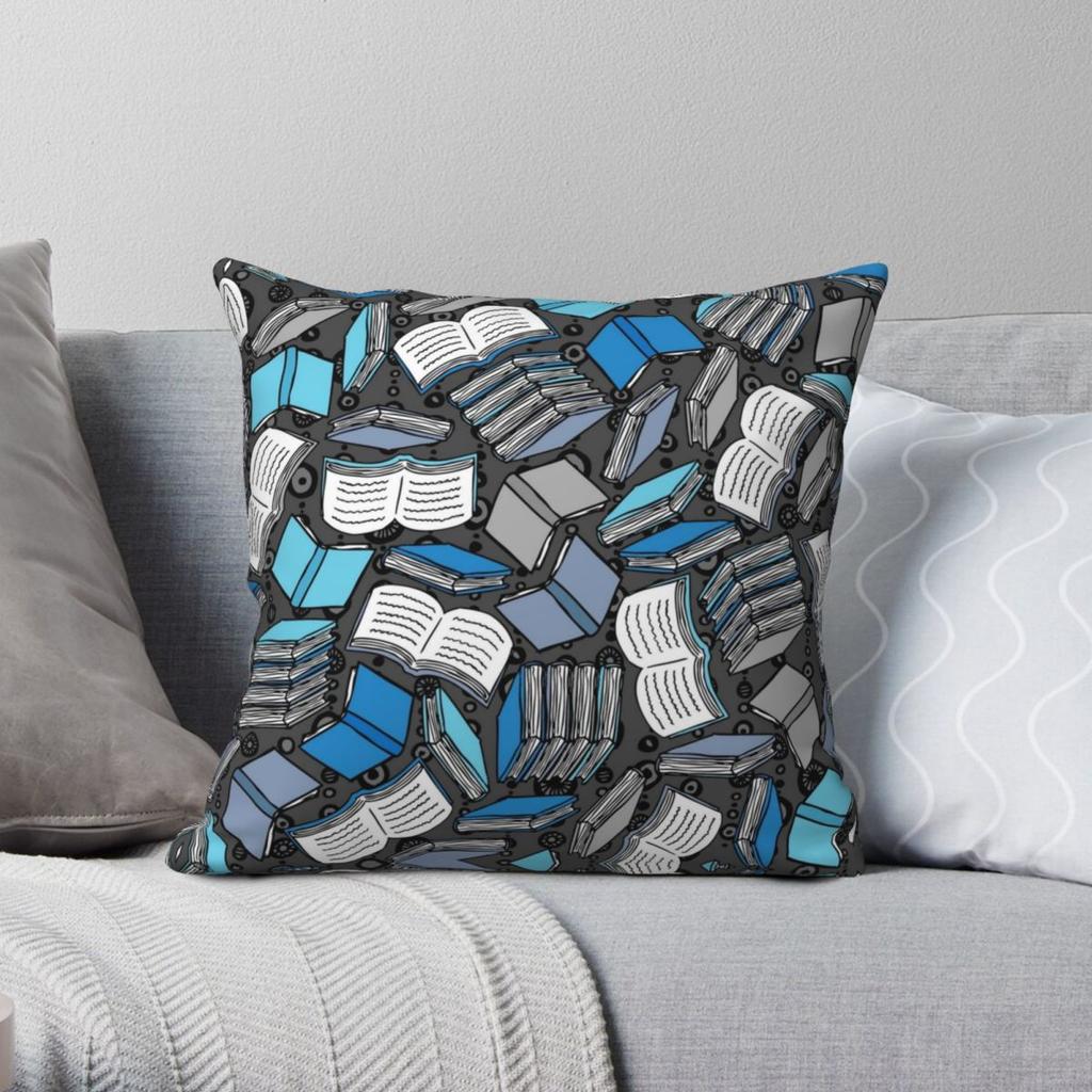 Kup So Many Books Square Pillowcase Polyester Linen Velvet Zip Decor