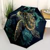 1pc Sea Turtle Flowers Automatic Open 8-Rib Windproof Umbrella, Travel & Commuting, Suitable for All Seasons