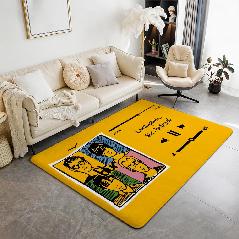 Blur Band Rock Floor Mat Eco Flannel Doormat Non Slip Odorless Indoor Floor Rug Soft Short Plush Home Mat