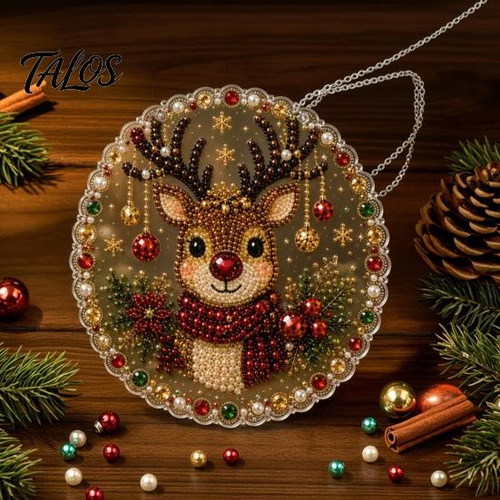 Holiday Party Crafting Accessories Christmas Faux Pearl Painting Hanging Ornament Kit, DIY 3D Beads Multi Layered Bead Art Craft, Acrylic Gem