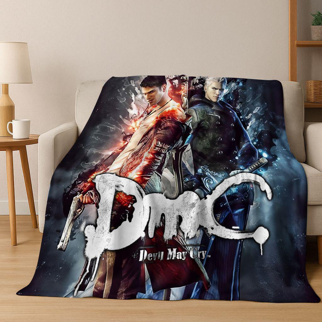 3D D-Devil May Cry DMC Hry Vergil Dante Flanelová deka, Teplá a útulná měkká přehozová deka pro domácí ložnici postel pohovku Dětský dárek