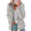 Giacca Calda Invernale da Donna in Pile Sherpa con Cappuccio Antivento Cappotto Peluche Cardigan Casual con Zip Monocolore Autunno Inverno Giacca Corta