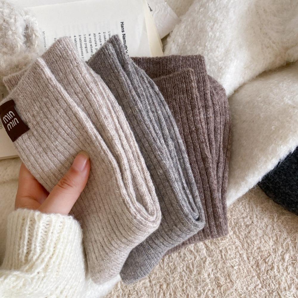 Thicken Middle Tube Socks Heel Label Women's Socks Fashion Winter Socks