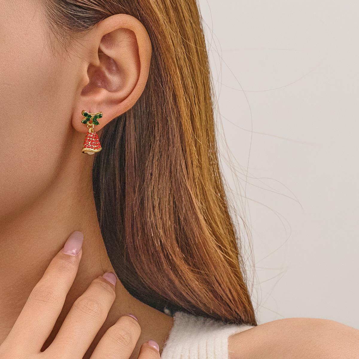 

European & American Christmas Bell Santa Claus Stud Earrings for Women