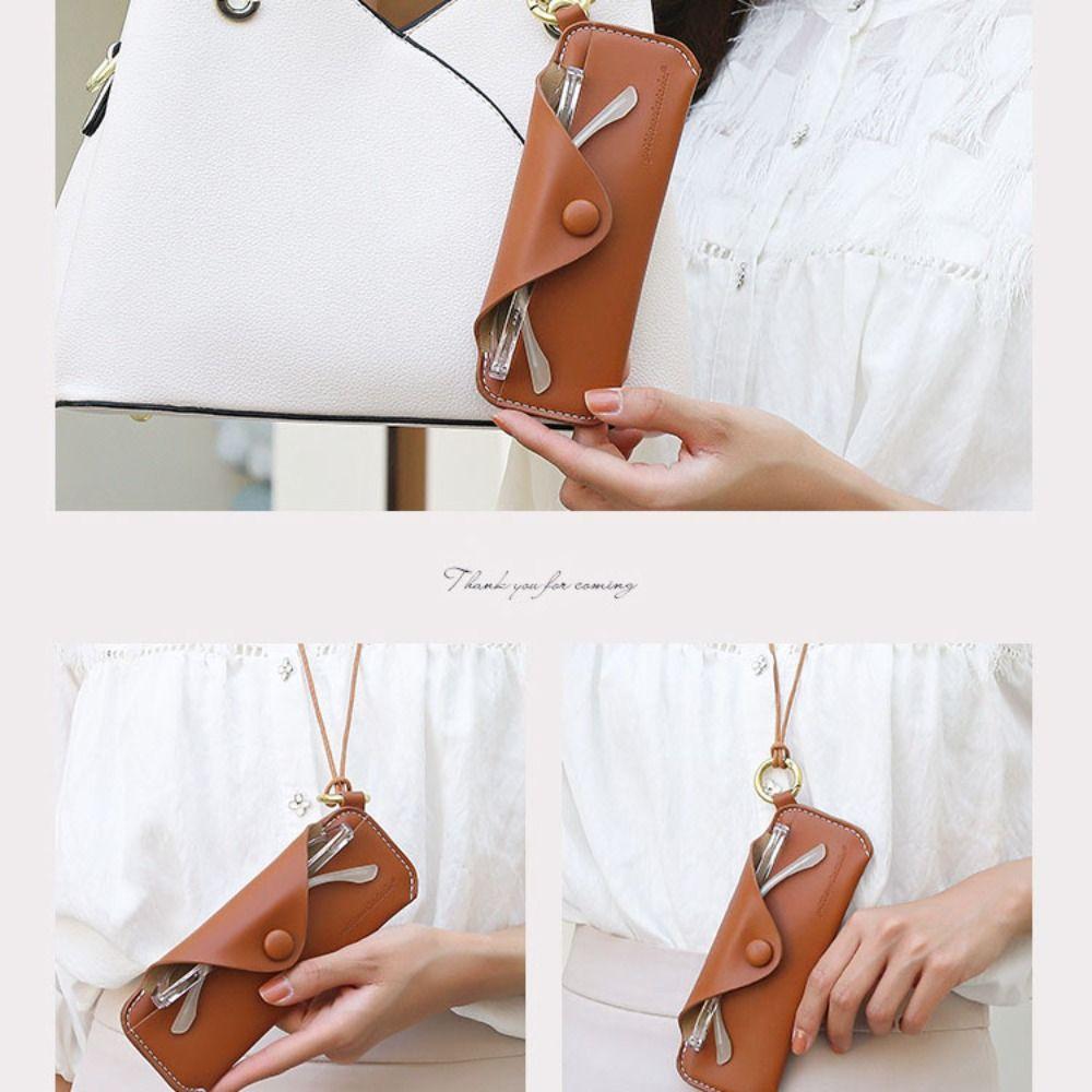 PU Leather Sunglass Organizer Hanging Neck Eyeglasses Holder Sunglasses Case  Women