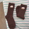 Thickened Wool Socks for Winter Warmth, Cute Cartoon Embroidered Mid-calf Socks, School-style Women's Socks, Dui Dui Socks