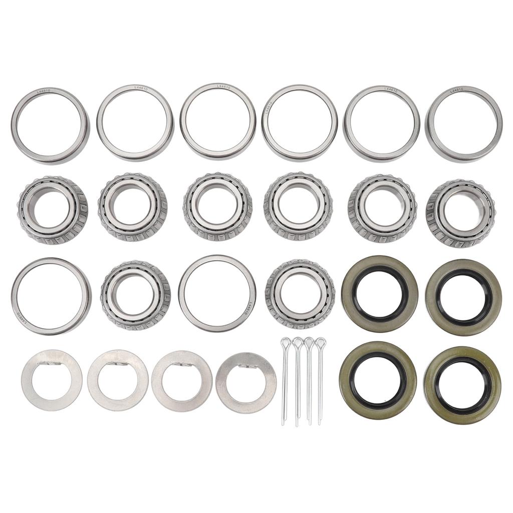 4 Pcs Trailer Wheel Hub Bearings Kit Steel Alloy L44643 Inner Outer Bearings with Outer Ring Grease