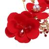 New Year Red Flower Leaf Festival Hairpins Chinese Hanfu Hair Clips Women Barrettes Duckbill Clips