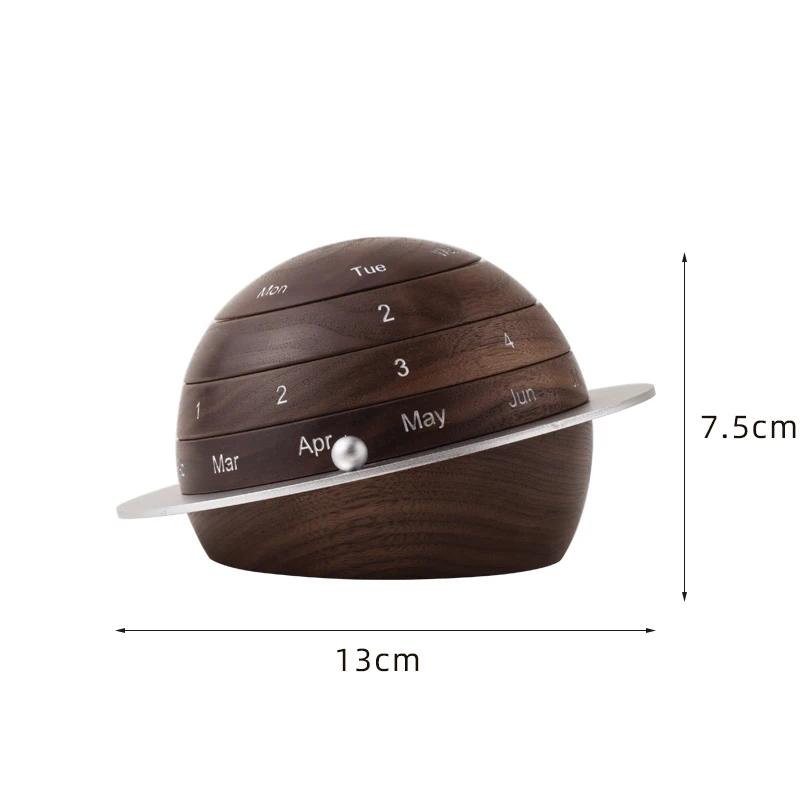 

Black Walnut Perpetual Calendar Earth Design Desk Ornaments Rotating Adjustment Calendar Table Exquisite Living Room Home Decor