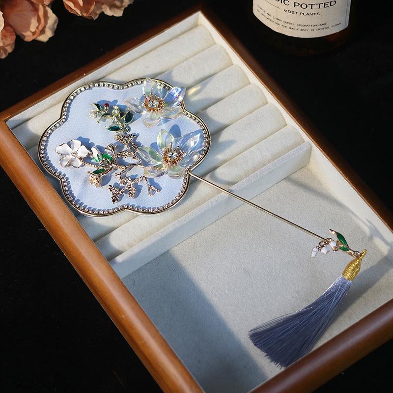 Bride Wedding Handheld Group Fan Handmade Chinese Vintage Flower Fan Pography Props Chinese Wedding Po Mini Group Fan