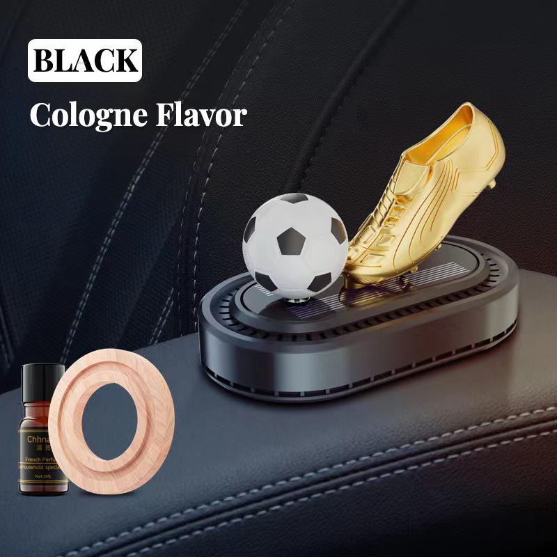 Cizma de aur în formă de mașină alimentată cu energie solară aromaterapie rotativă fotbal decorațiuni interioare Odorizant de lungă durată pentru mașină