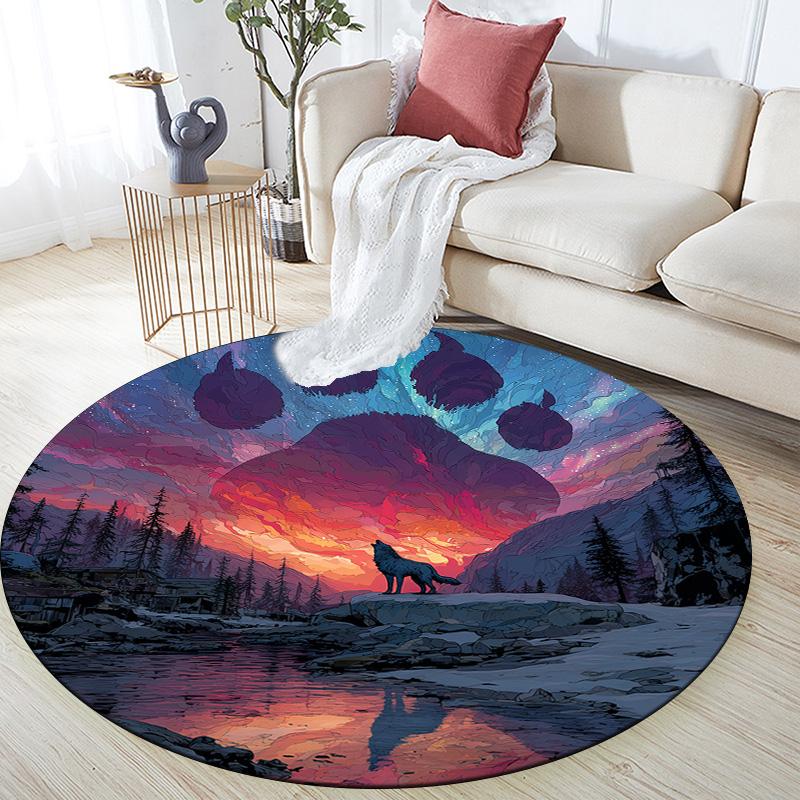 

Bear Claw Wolf,Round Area Rug,Carpet Rug for Living Room Bedroom Sofa Playroom Decor,Non-slip Floor Mat 80cmx80cm