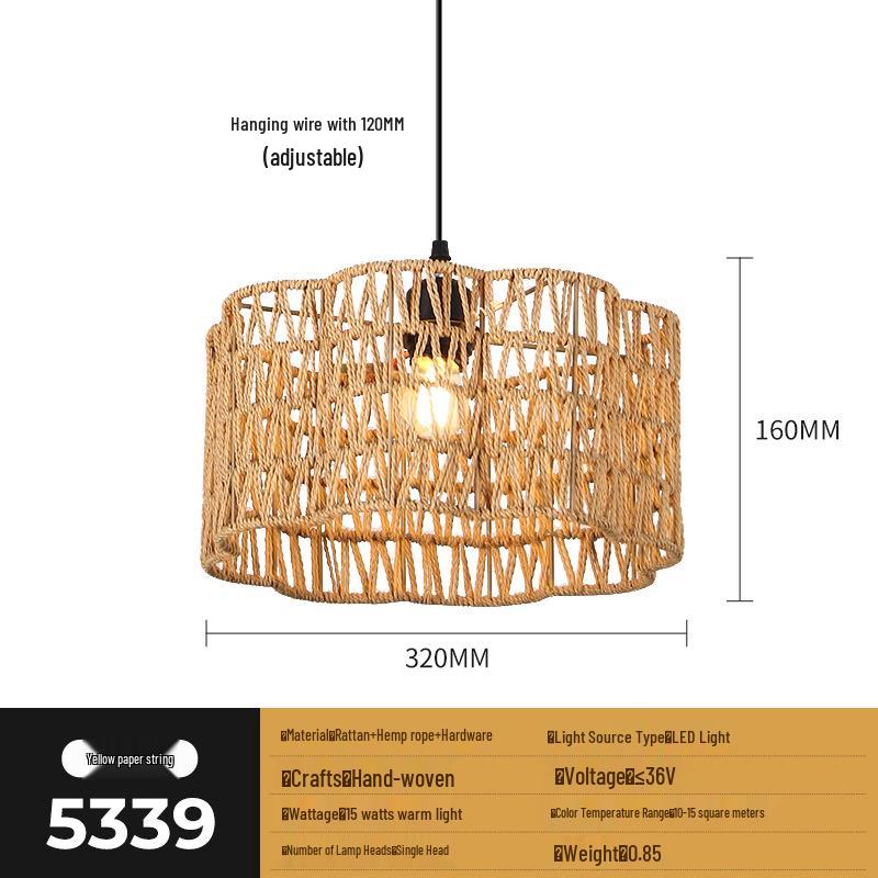 Wicker LED Pendant Light - New Chinese Style, Zen Tea Room or Dining Light, Japanese Bamboo Art Lantern, Antique Style