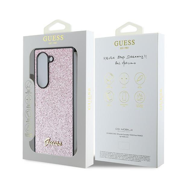 Guess Guhczfd6Hggshp Z Fold6 F956 Pink Hardcase 4G Glitter Script