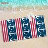 Nautical Anchor Stripe Beach Towel, Soft Microfiber Quick Dry Oversized Bath Towel, Coastal Summer Pool Blanket 1pcs