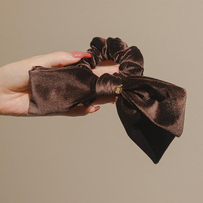Coleteros de Terciopelo Vintage Coreanos con Lazo para Mujer, Cuerda para el Pelo con Nudo Sólido, Cinta Elástica para Cola de Caballo, Accesorios para el Cabello para Mujer, Bandas para el Cabello