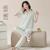 Three-piece Pajamas Women's Summer Lyocell Cotton Short-sleeved Cardigan Women's Summer Cool Tencel Loungewear Set