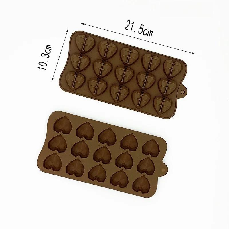 

DIY 15-Cavity Silicone Chocolate Mold - Diamond & Heart Shapes For Ice Cubes/Biscuits/Pastry Essential Cake Baking Accessories