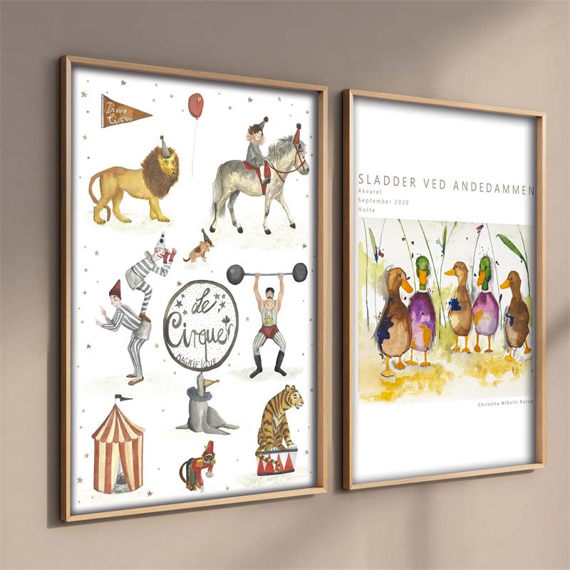 Pop Colorful Animals Poster Aesthetic Acrobatics Species Illustration Sketch Canvas Print Wall Art Home Decoration Room Decor