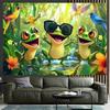 Frogs and the Tropical Jungle Digital Printing Polyester Wall Tapestry Suitable for Use In Living Rooms Bedrooms Bars and Party