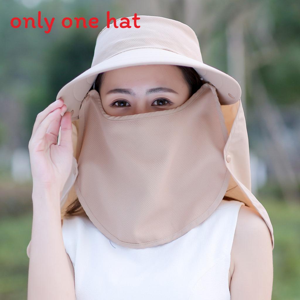 Summer Sun Protection Wide Brim Hat With Removable Face Cover For Outdoor Travel Adults