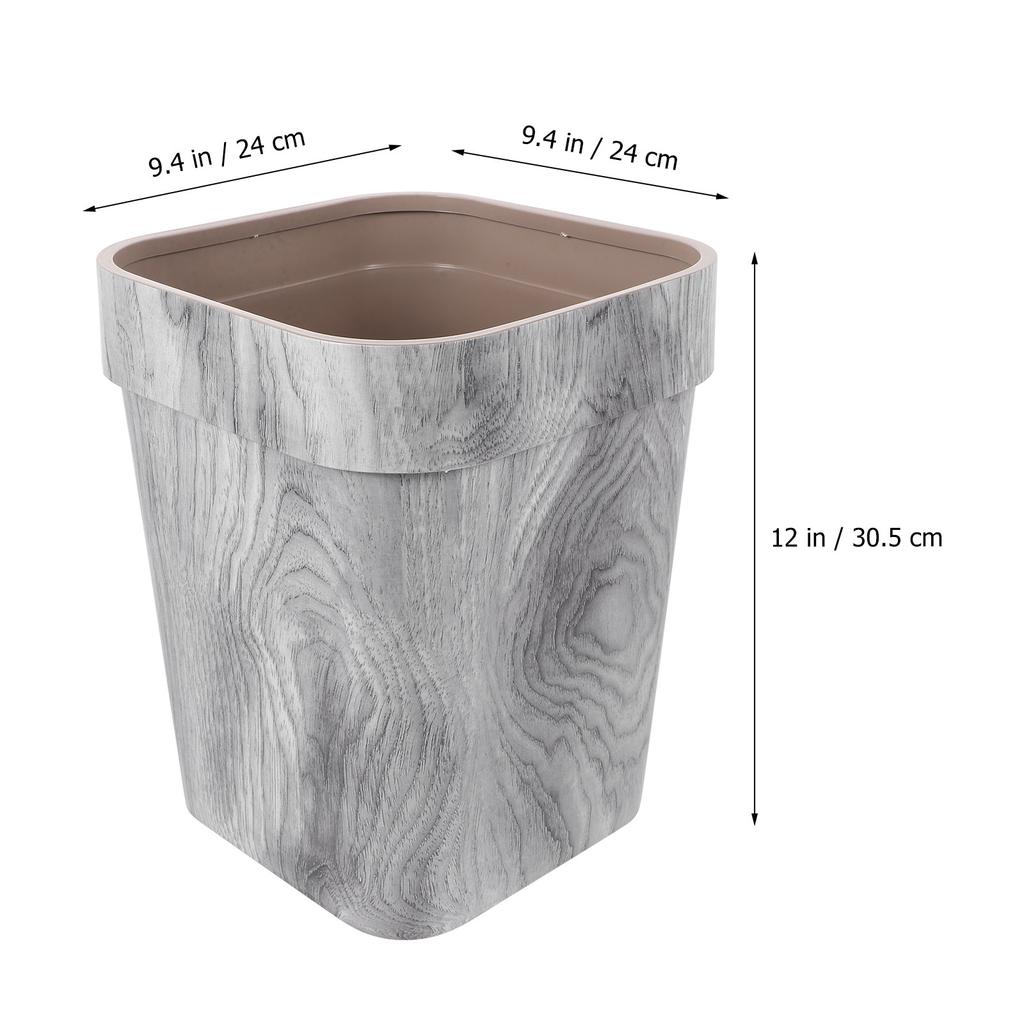 Wood Grain Trash Can Environmental Protection PP Home Living Room Bedroom Kitchen Garbage Bin Wastebasket Container