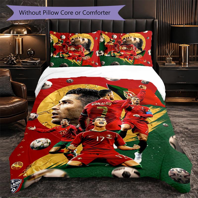 Cristiano Ronaldo Themed Bedding 3Pcs Duvet Cover Set Decorative Bed Linen For Teen Room Home Decoration