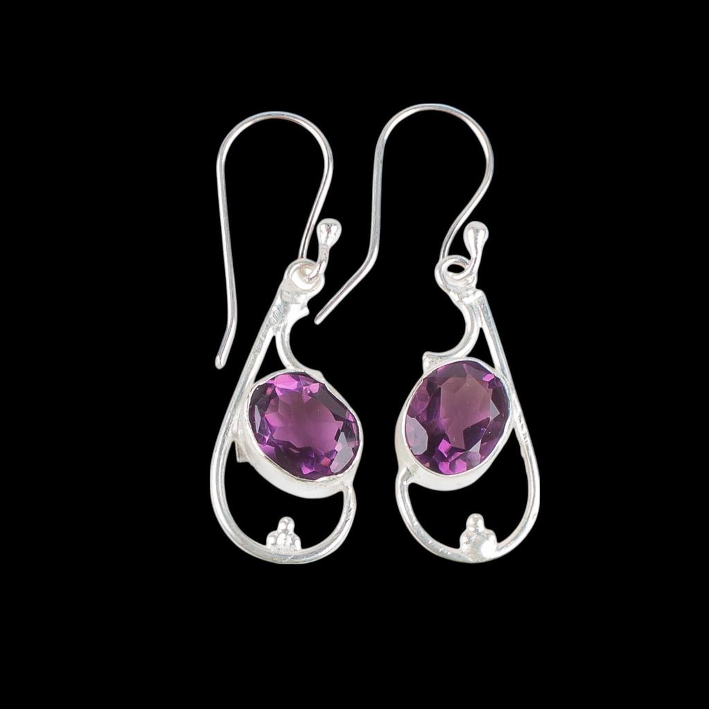 Amethyst Gemstone 925 Sterling Silver Jewelry Handmade Drop/Dangle Earrings1.60" EE-49-7
