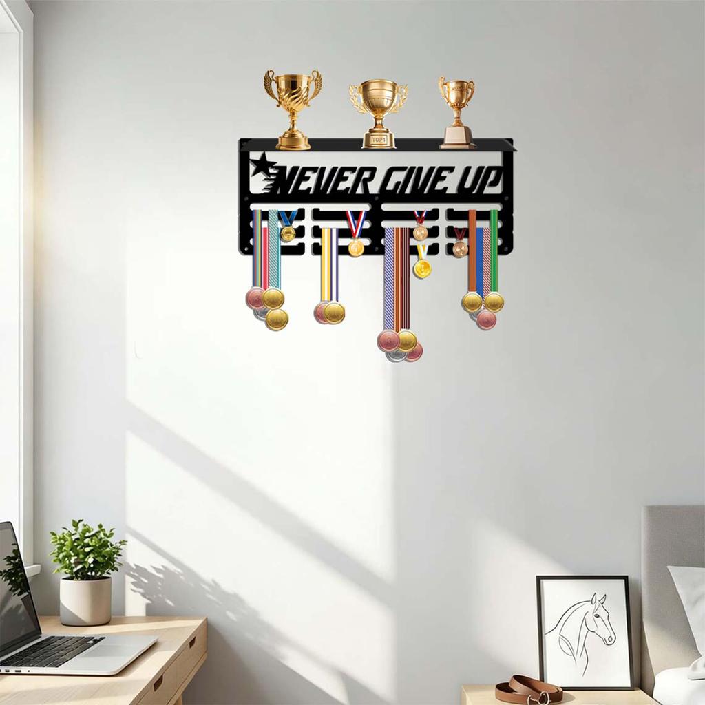 Wrought Wall Mounted Holder and Hook Rack for Displaying Awards