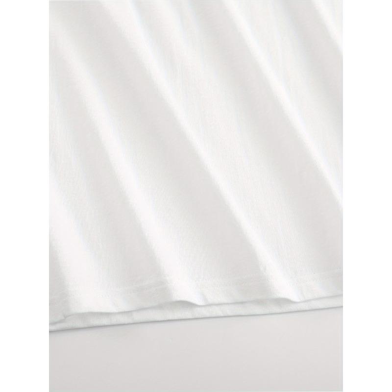 European Sizes Floral Hummingbird Print T-Shirt Short Sleeve Round Neck Casual Top, Regular Length, All-Season Wear, Women's