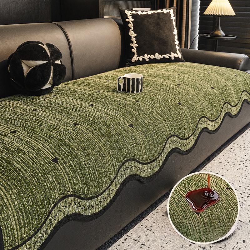 Anti Slip and Oil Proof Sofa Cushion Black White Thick Breathable Sofa Cover Chenier Non Slip Sofa Armrest Towel Backrest Towel Home Art Decoration